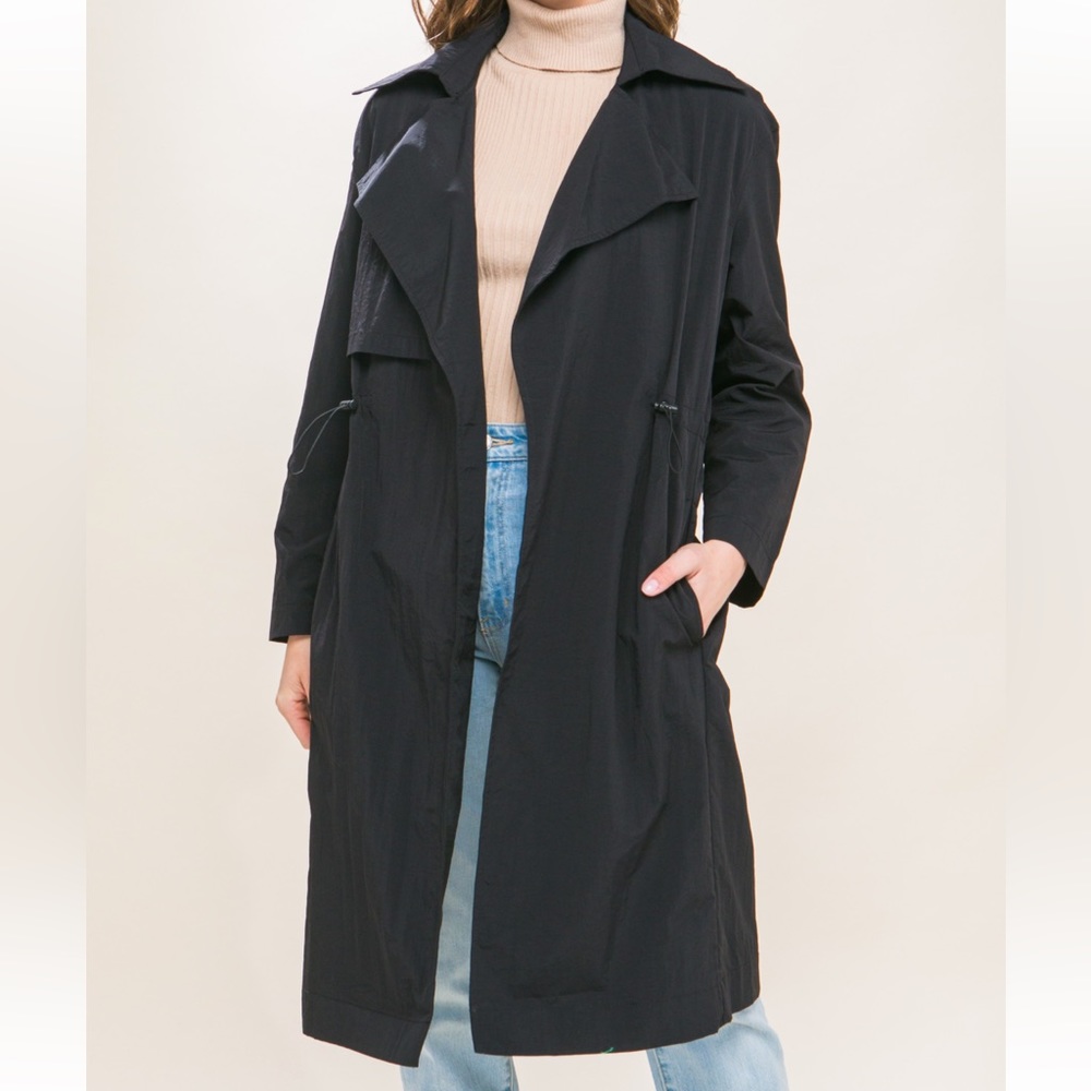 Long Light Weight Trench Coat With Waist Tie - Picture 4 of 4